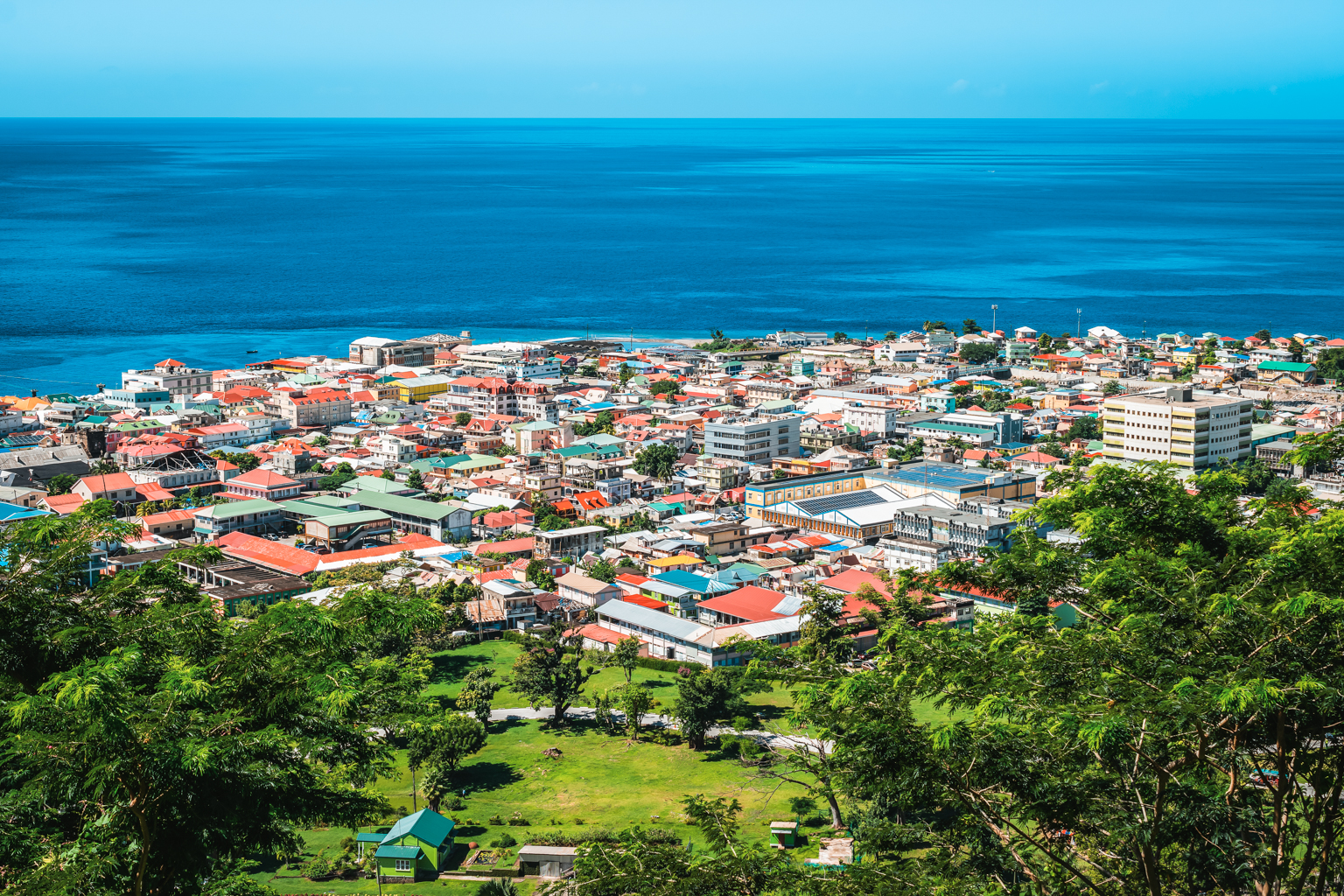 Aerial,View,Of,Roseau,City,,Dominica.